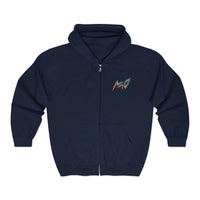 VINCENT.  Skull Graphic Zip Hoodie — Neon Retro Art Back Patch