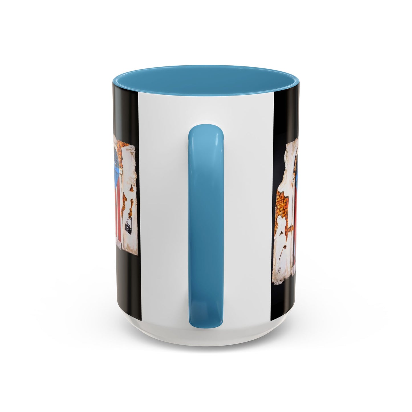 Puerto Rico Flag Door Accent Coffee Mug — Vintage Rustic Boricua Pride (11/15oz)