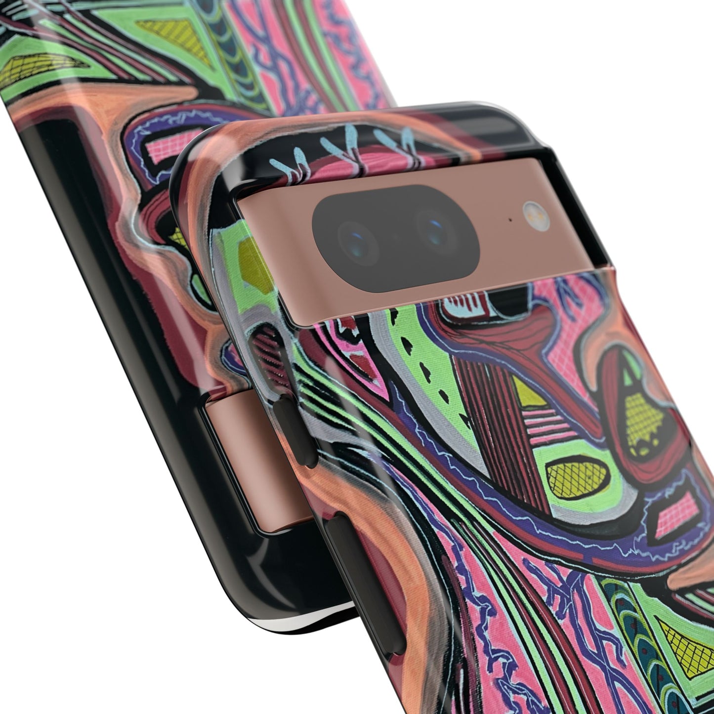 HEART ATTACK Abstract Neon Face Tough Phone Case – Vibrant Art Phone Cover