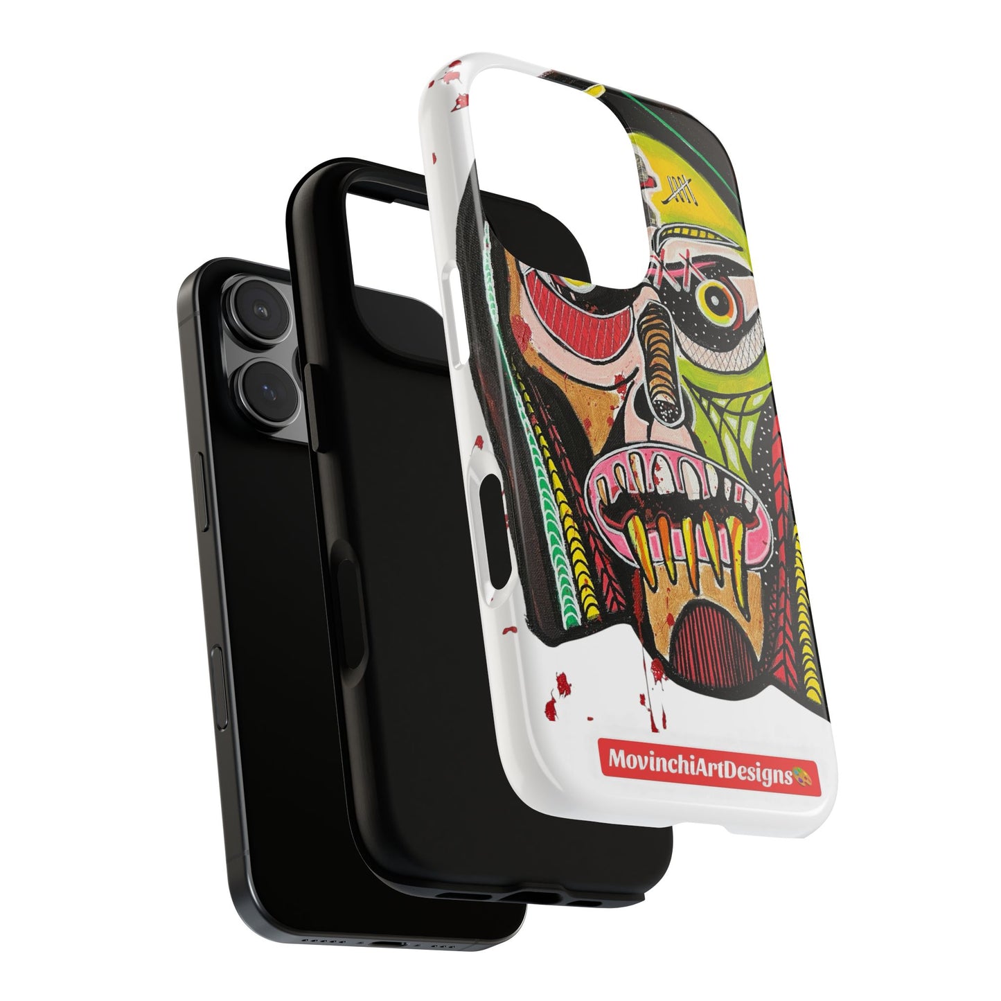 KUNTA.  Abstract Tribal Skull Phone Case — Colorful Street Art Protective Cover