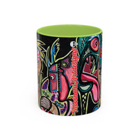 Abstract Neon DEPRESSION2.0   Monster Coffee Mug — Colorful Surreal Art Accent Mug (11/15oz)
