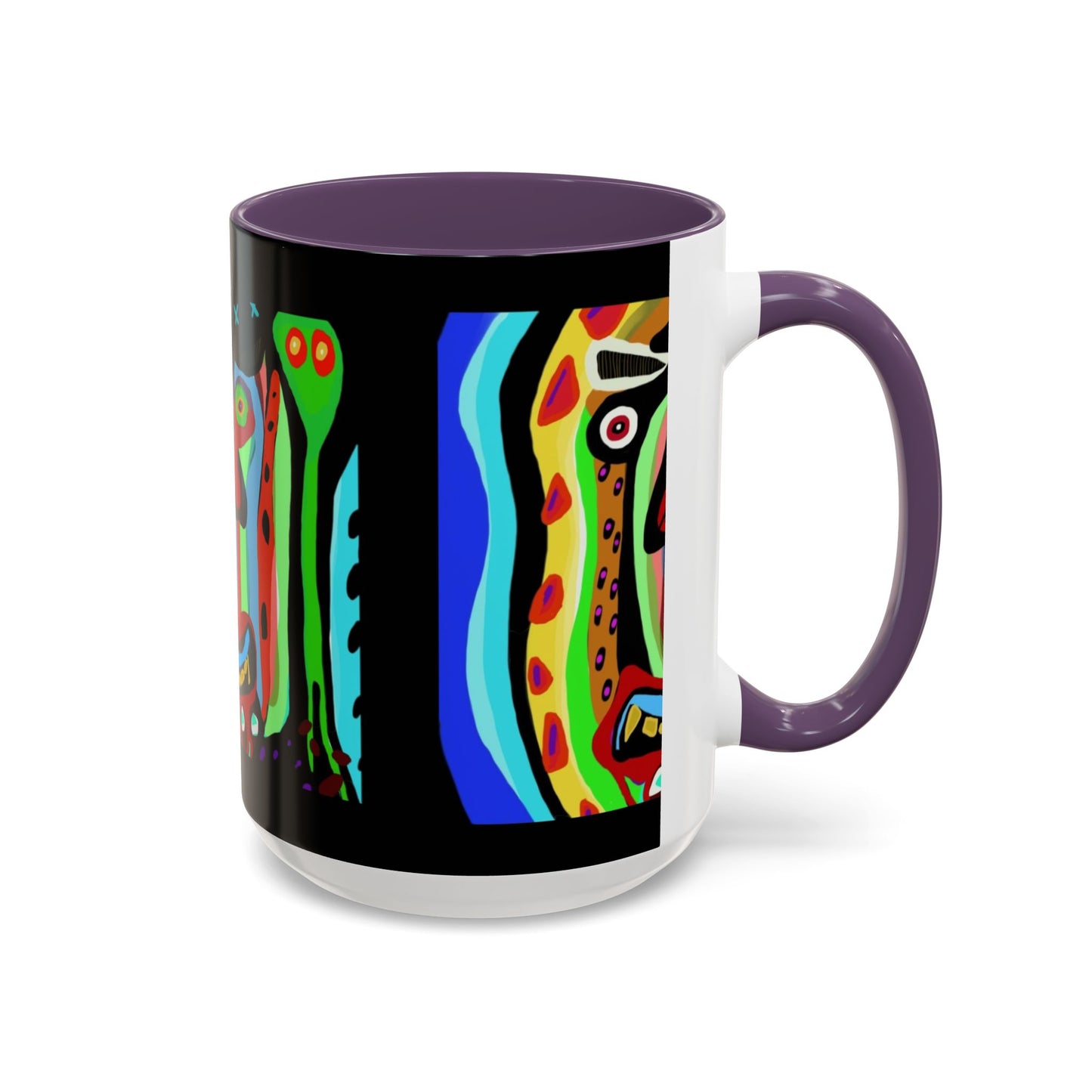 CRAZY.   Neon Face Accent Coffee Mug – Colorful Psychedelic Art Ceramic Mug