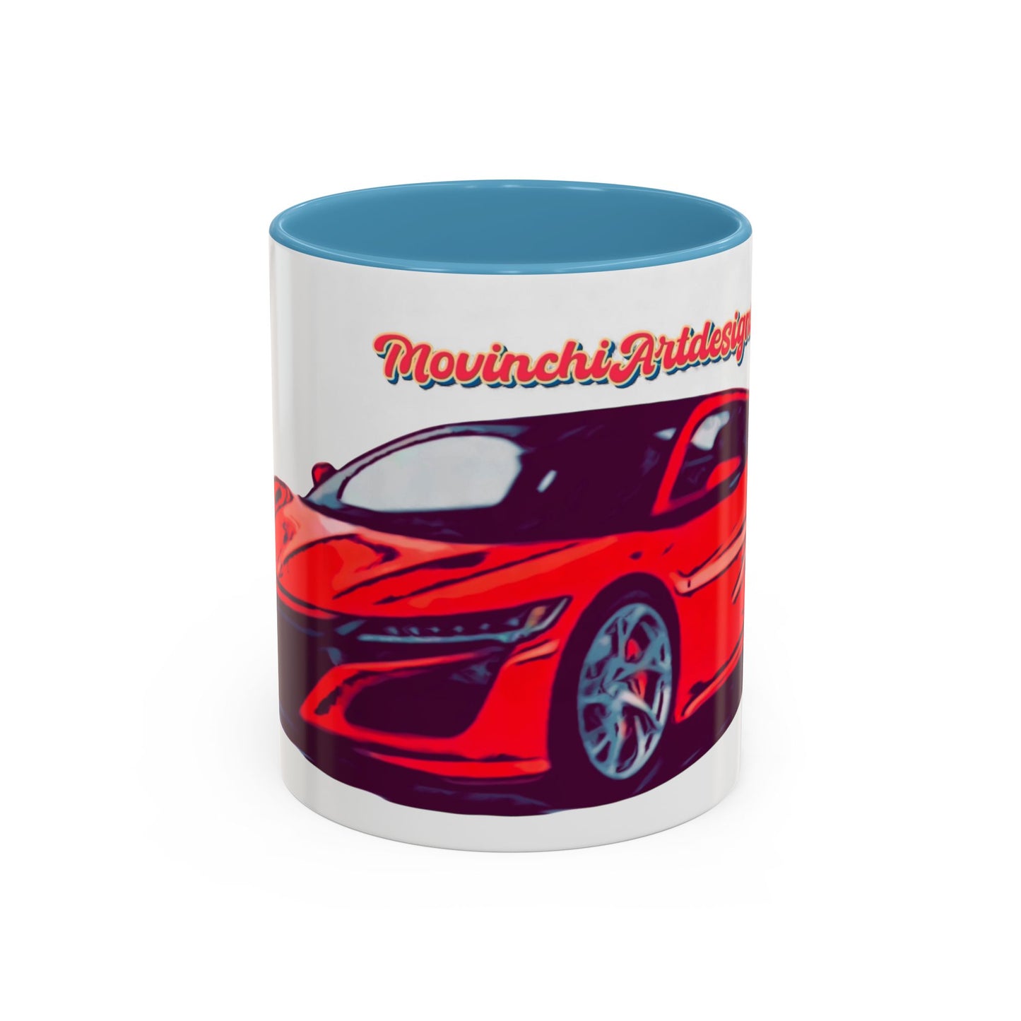 Red NSX Supercar Accent Coffee Mug — MovinchiArtDesigns Sports Car Graphic