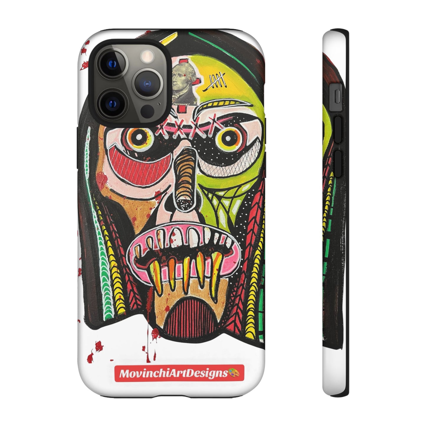 KUNTA.  Abstract Tribal Skull Phone Case — Colorful Street Art Protective Cover