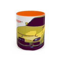 RX7  Coffee Mug — Yellow Sports Car Illustration Accent Mug