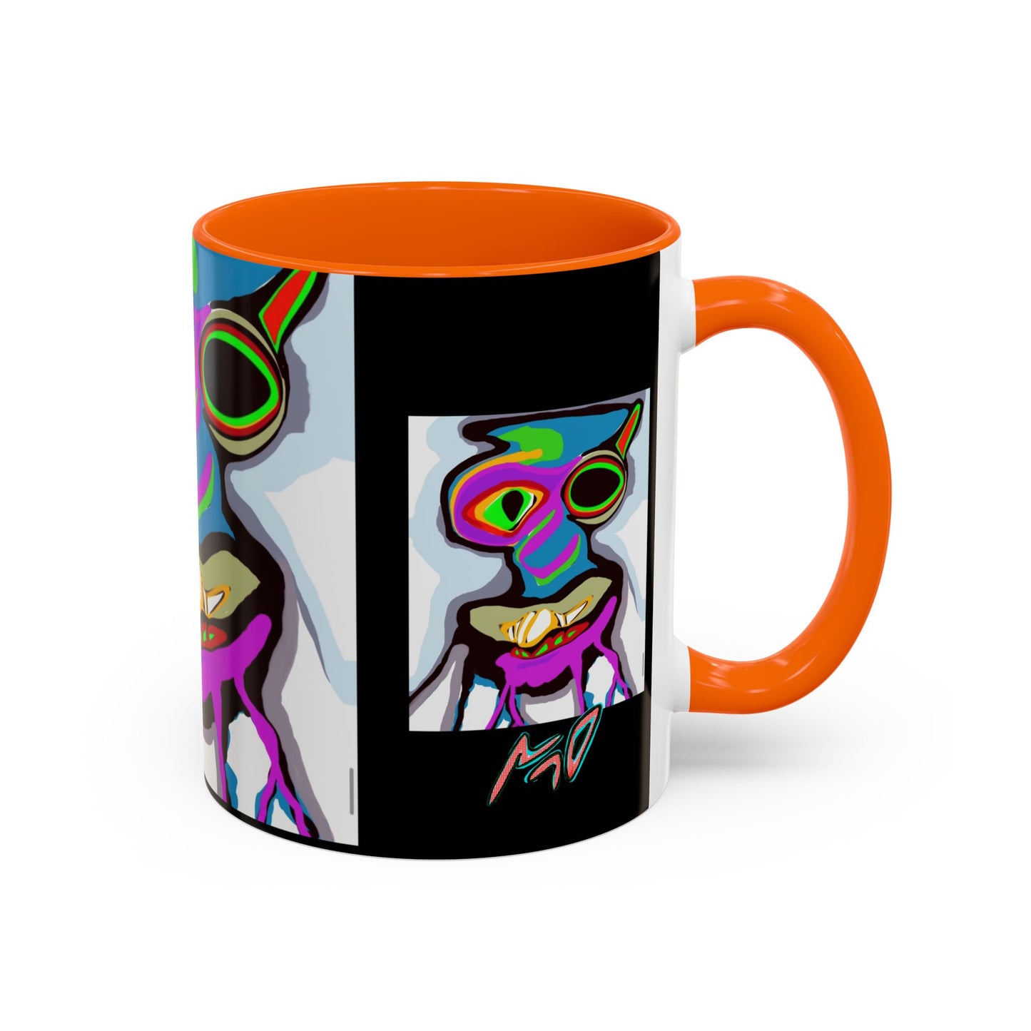 Abstract Alien Art Coffee Mug — Colorful Surreal Creature Accent Mug