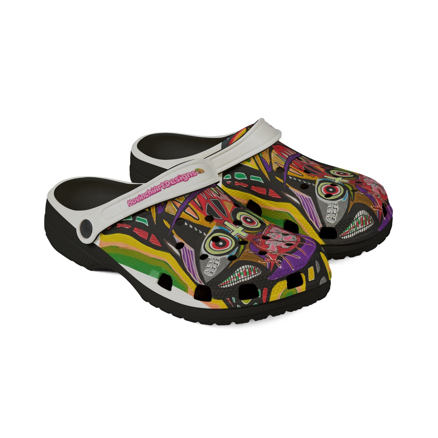 Colorful  VINCENT Skull Art Foam Clogs — EVA Slip-On Garden Shoes