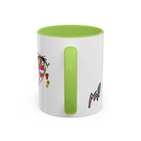 Colorful Tribal Mask Coffee Mug — Vibrant Skull Art Accent Mug (11/15oz)