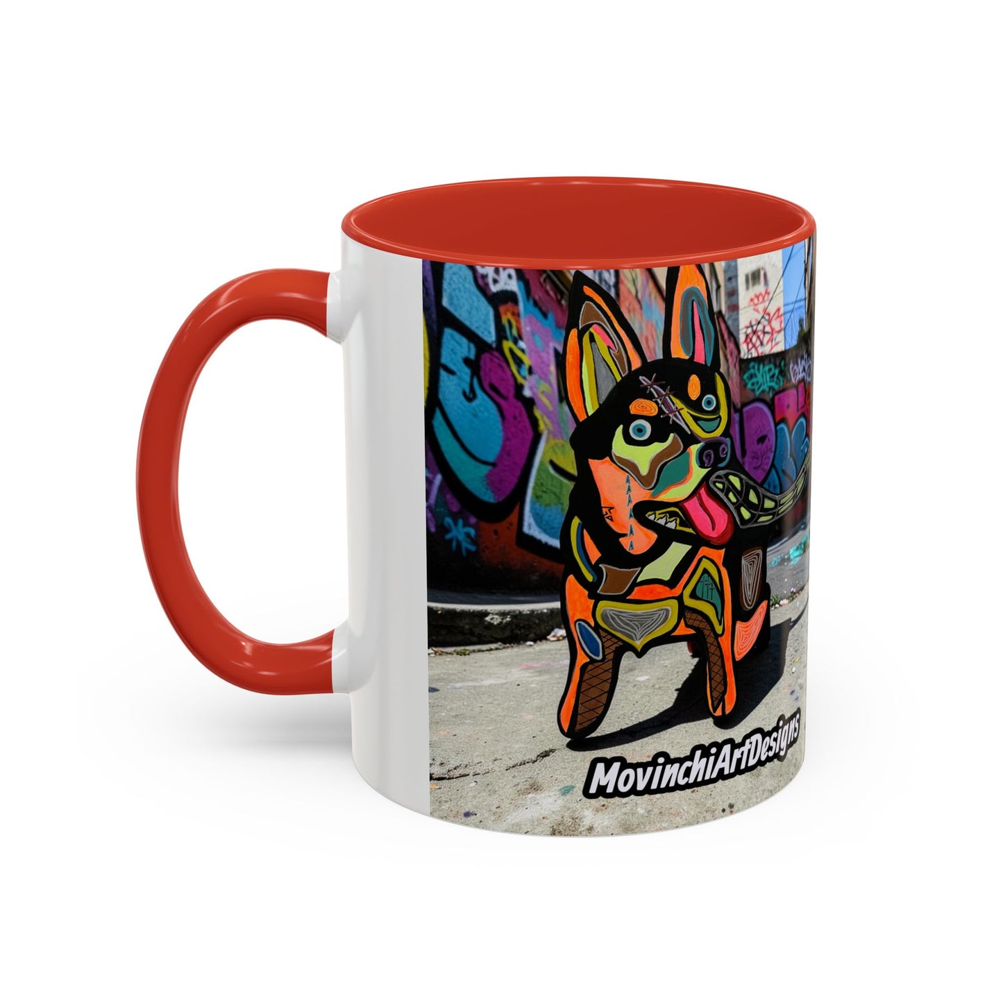 Colorful Pop Art Dog Accent Coffee Mug — Vibrant French Bulldog Design (11/15 oz)