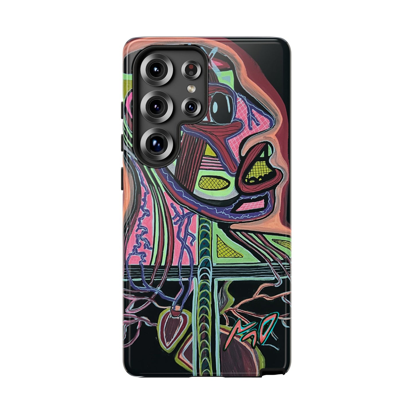 HEART ATTACK Abstract Neon Face Tough Phone Case – Vibrant Art Phone Cover