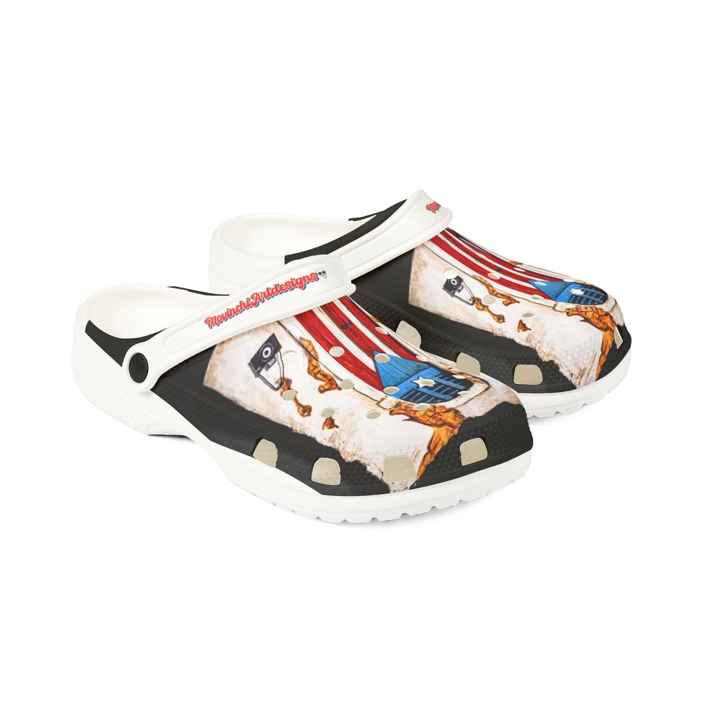 PUERTO RICO Patriotic Rustic Door EVA Foam Clogs