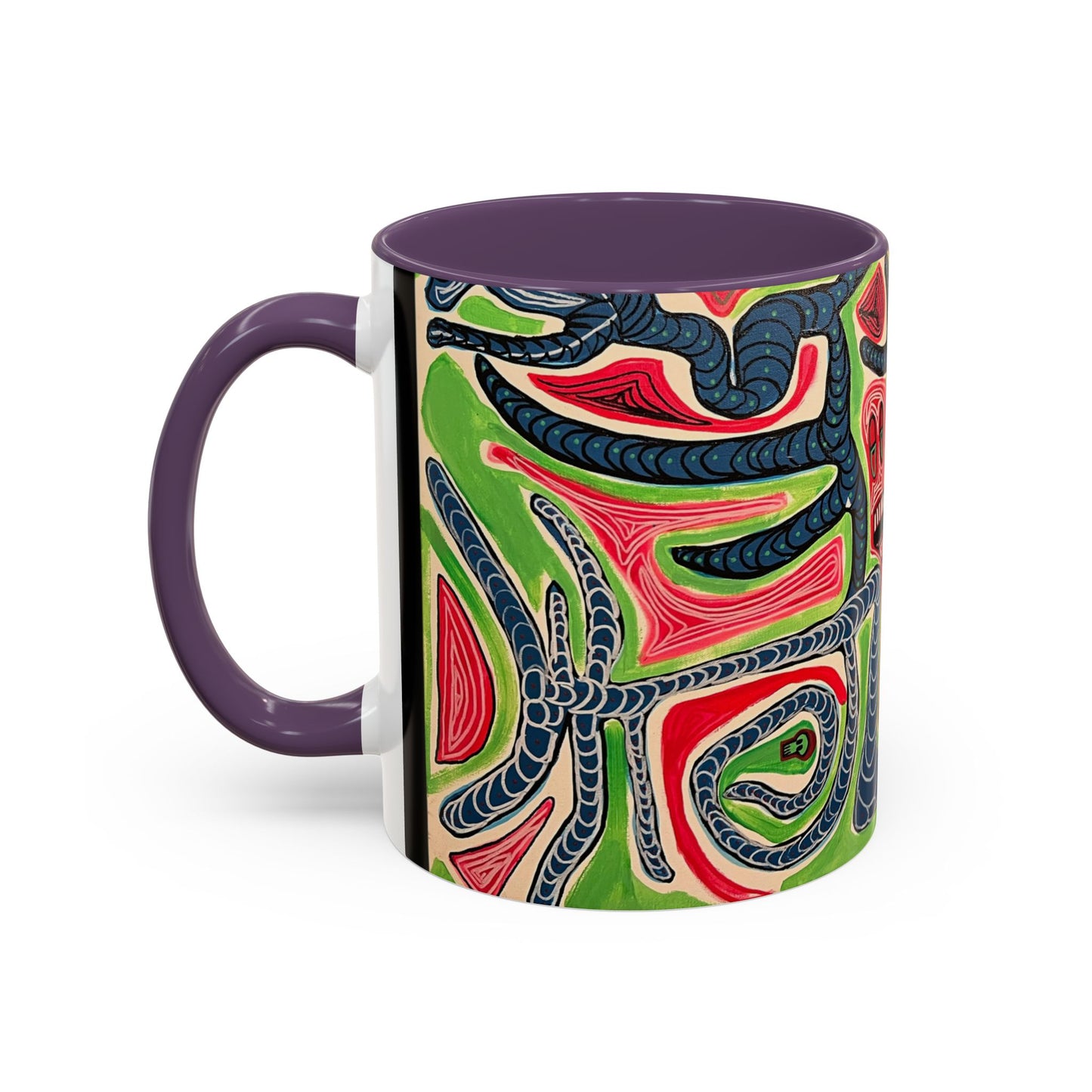 AFTER LIFE.  Abstract Tribal Art Coffee Mug — Colorful Surreal Accent Mug