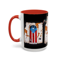 Puerto Rico Flag Door Accent Coffee Mug — Vintage Rustic Boricua Pride (11/15oz)