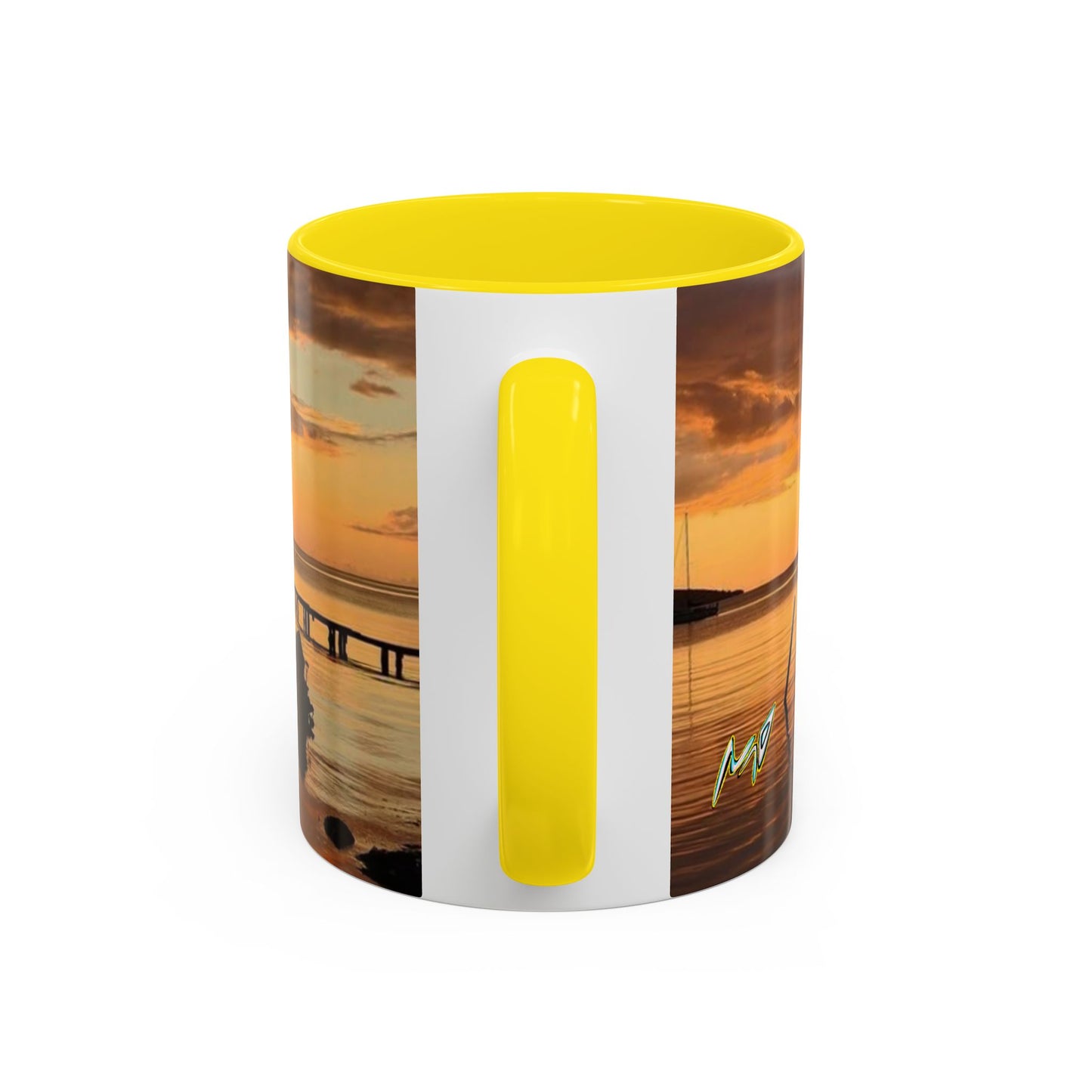 Sunset Harbor Coffee Mug — Golden Beach Sunrise Accent Mug (11/15oz)