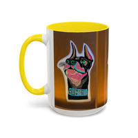 Colorful Doberman Accent Coffee Mug — Vibrant Dog Portrait Ceramic Mug (11/15oz)