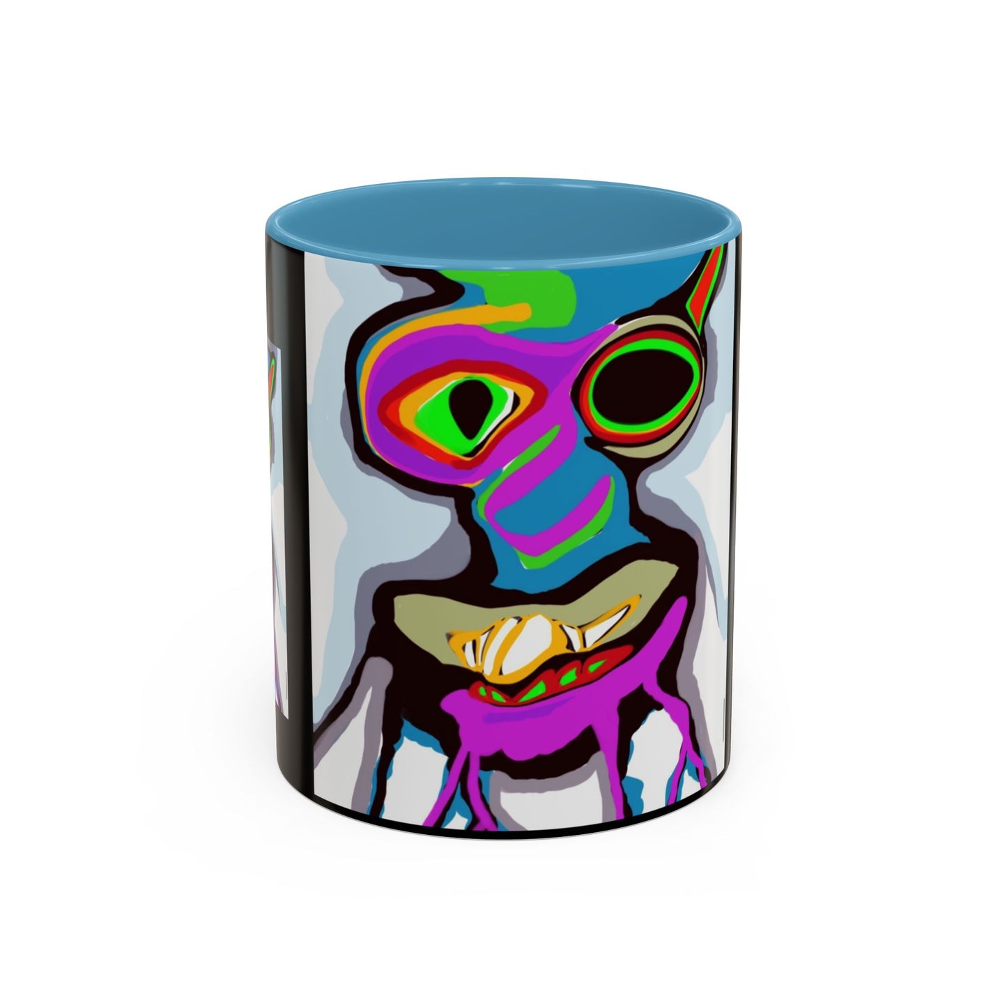 Abstract Alien Art Coffee Mug — Colorful Surreal Creature Accent Mug
