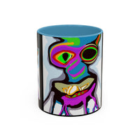 Abstract Alien Art Coffee Mug — Colorful Surreal Creature Accent Mug