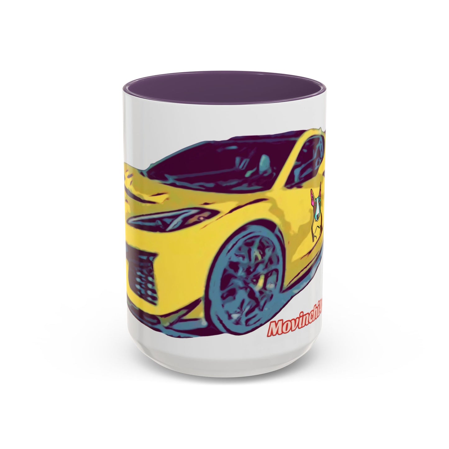 ZR1 Lover Coffee Mug — Yellow Sports Car & Boston Terrier Accent Mug (11/15 oz)