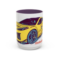 ZR1 Lover Coffee Mug — Yellow Sports Car & Boston Terrier Accent Mug (11/15 oz)