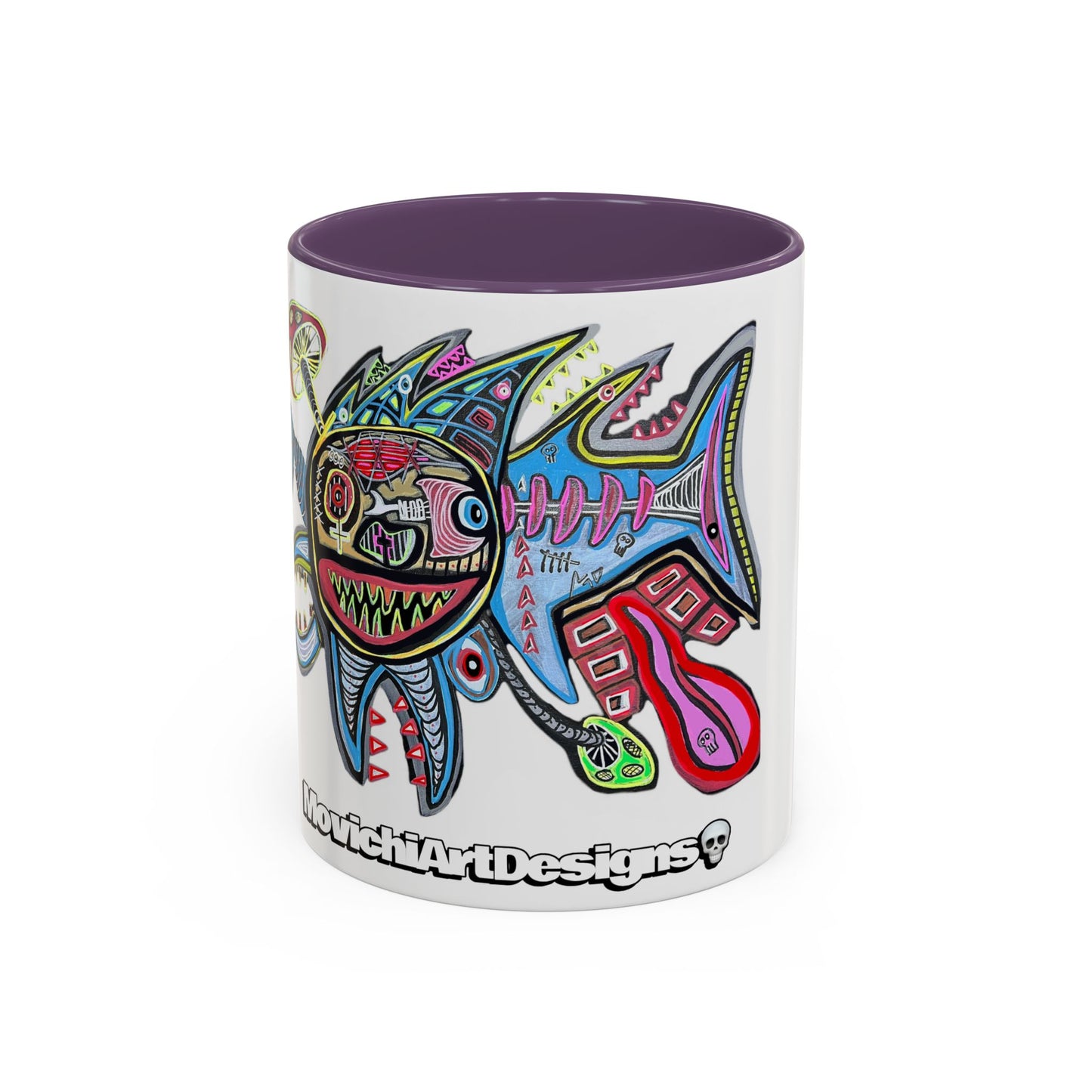 Colorful Shark Attack  Fish Accent Coffee Mug — Bold Nautical Art 11/15oz