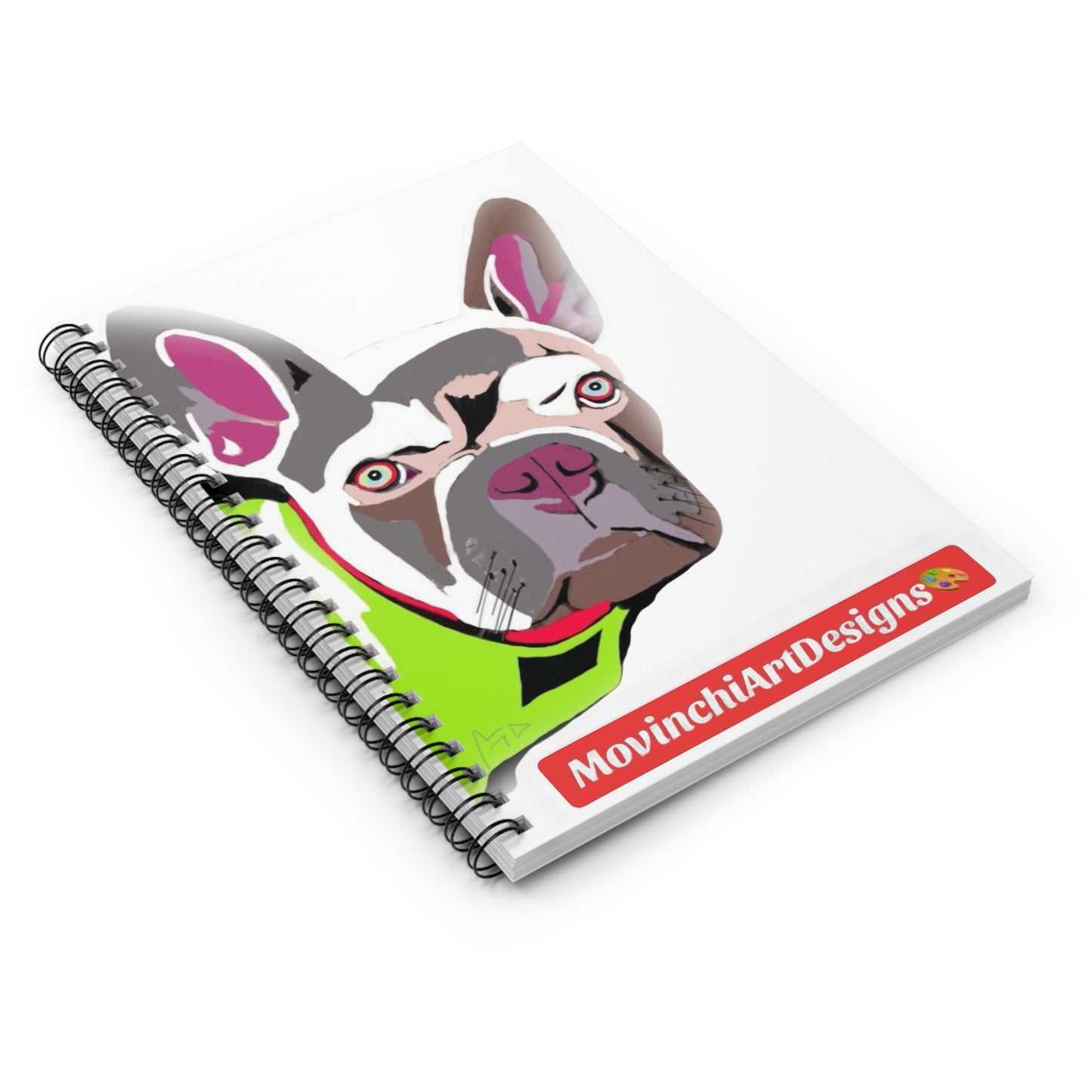 MONET XAVIER French Bulldog Pop Art Spiral Notebook — Colorful Dog Portrait Ruled Journal