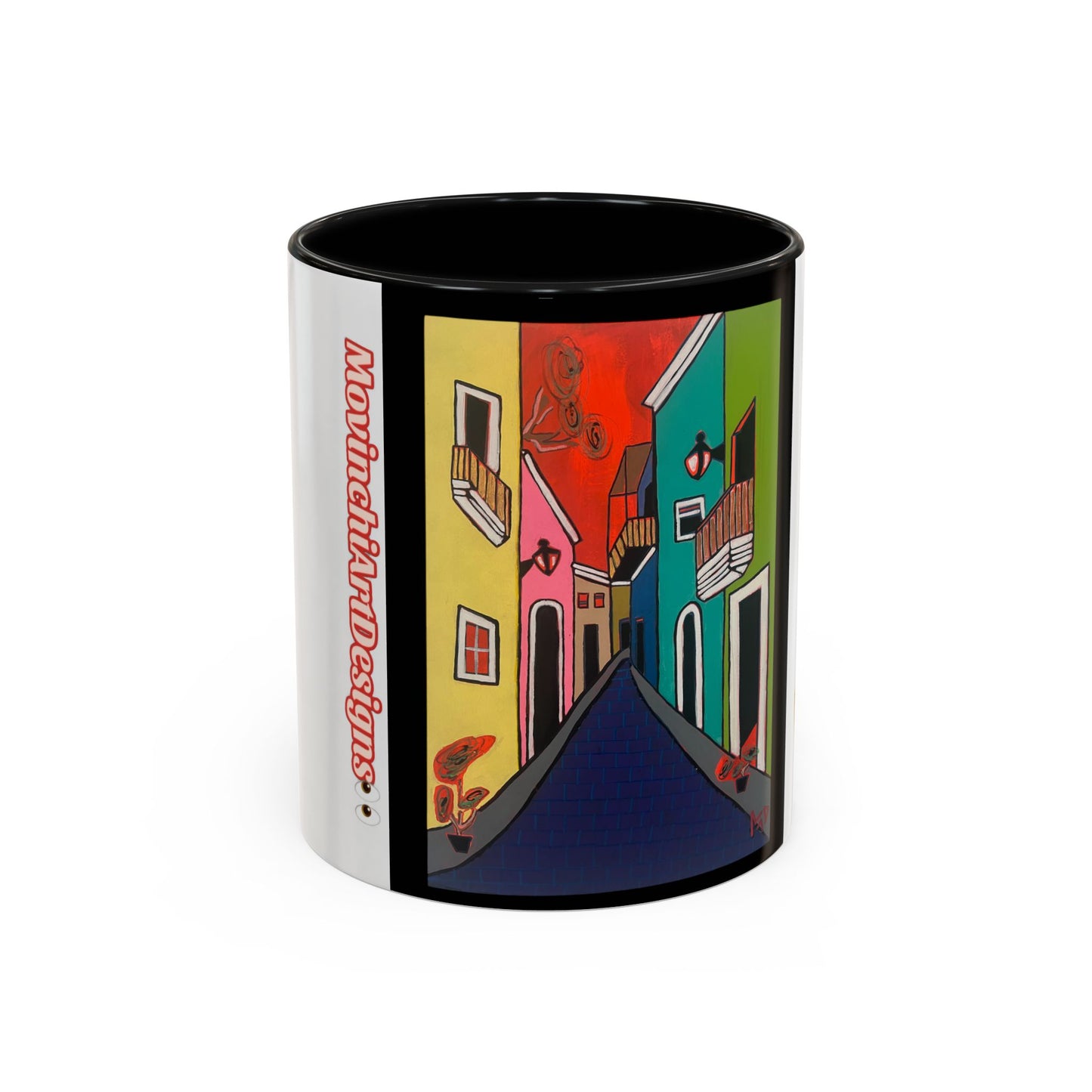 SAN JUAN.  Colorful Street Art Coffee Mug — Vibrant Alleyway & Playful Emblem Accent Mug