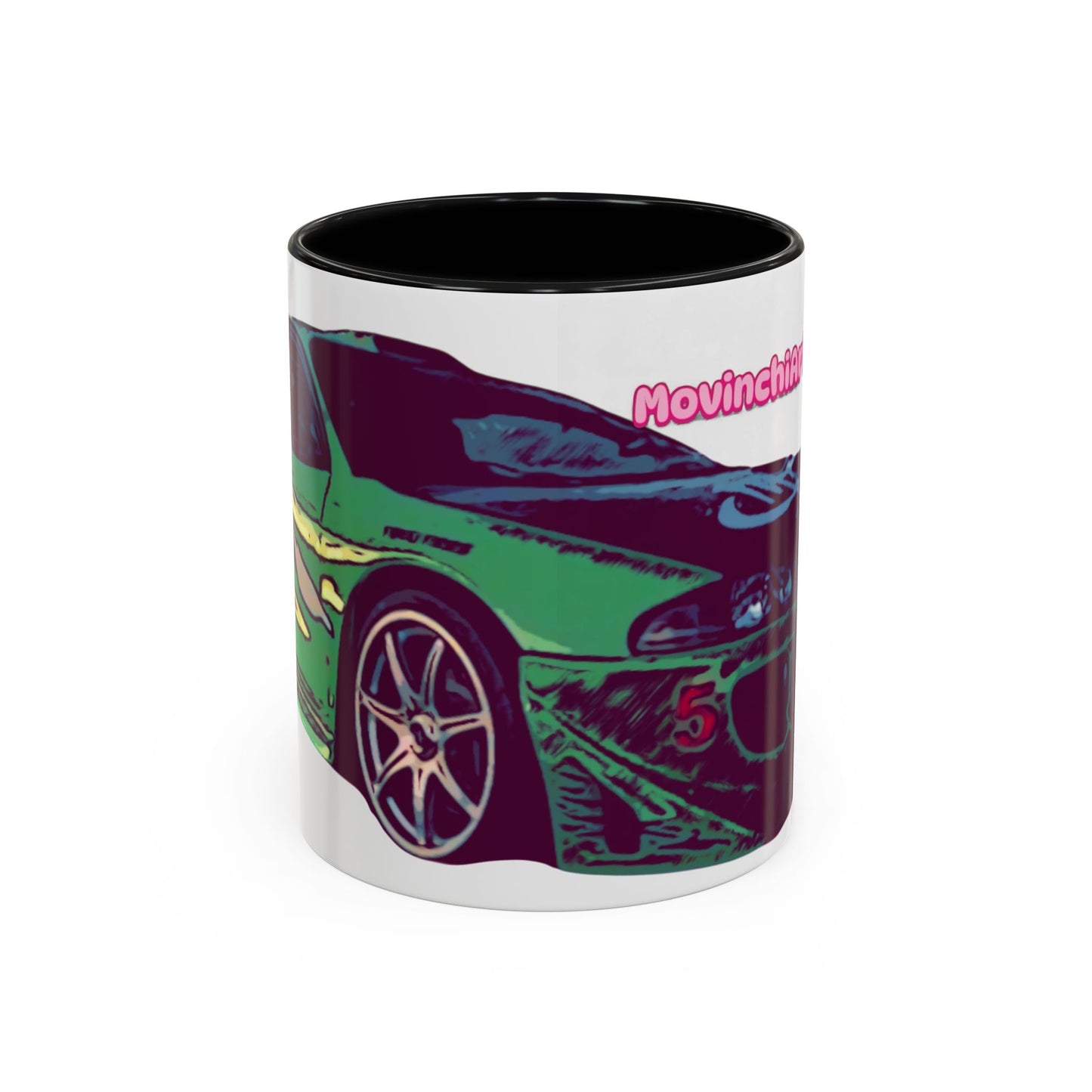 Coffee Mug —ECLIPSE  Neon Sports Car Design with "MovinchiArtDesigns" Logo