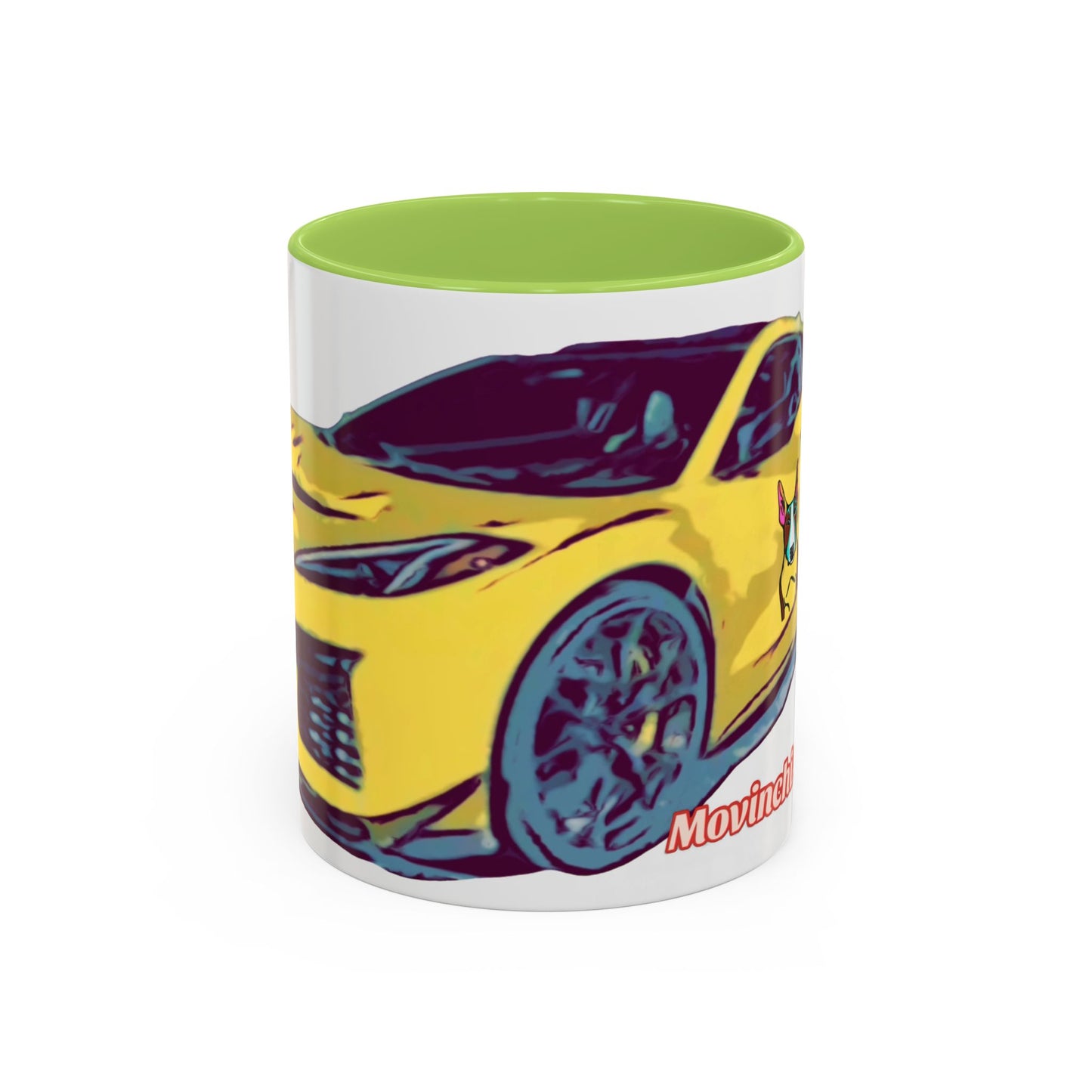 ZR1 Lover Coffee Mug — Yellow Sports Car & Boston Terrier Accent Mug (11/15 oz)