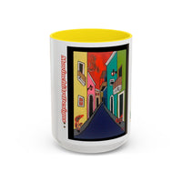 SAN JUAN.  Colorful Street Art Coffee Mug — Vibrant Alleyway & Playful Emblem Accent Mug
