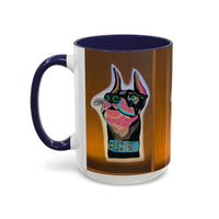 Colorful Doberman Accent Coffee Mug — Vibrant Dog Portrait Ceramic Mug (11/15oz)