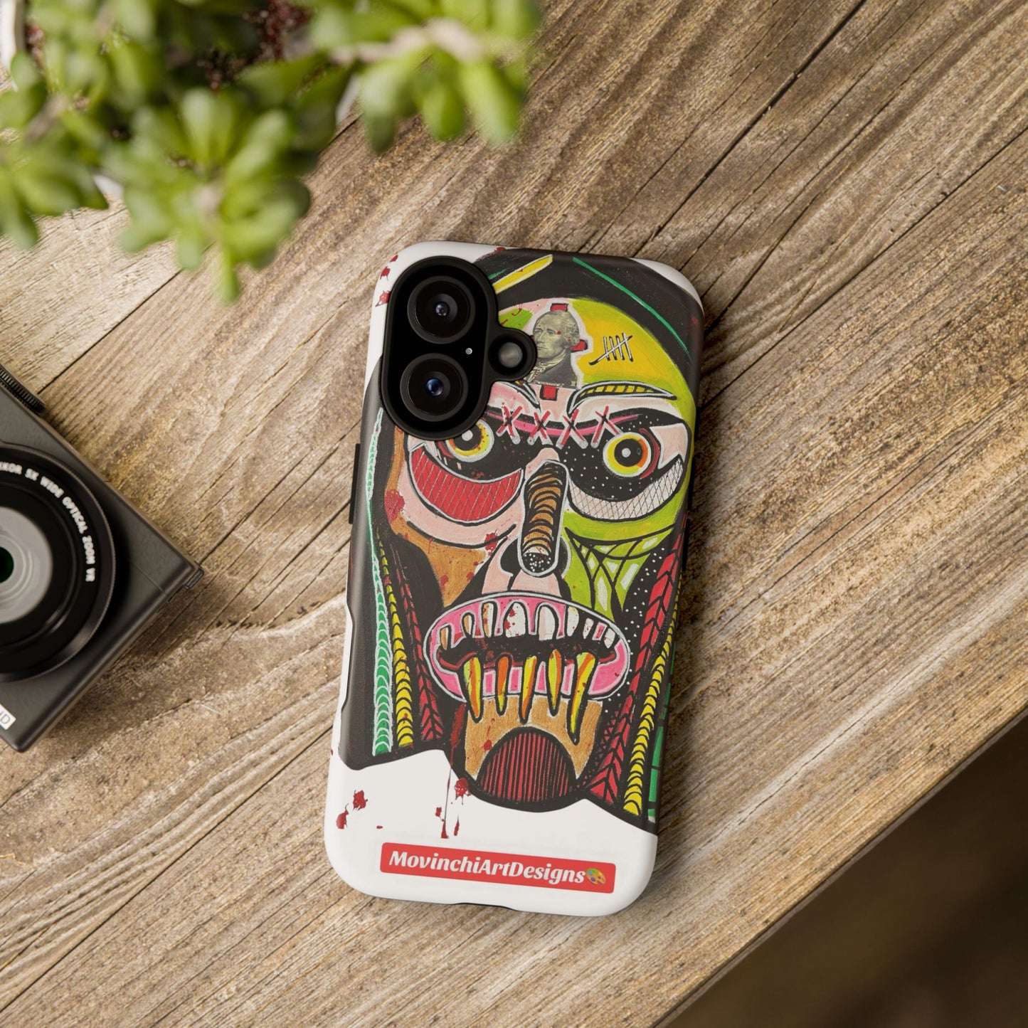 KUNTA.  Abstract Tribal Skull Phone Case — Colorful Street Art Protective Cover