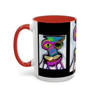 Abstract Alien Art Coffee Mug — Colorful Surreal Creature Accent Mug