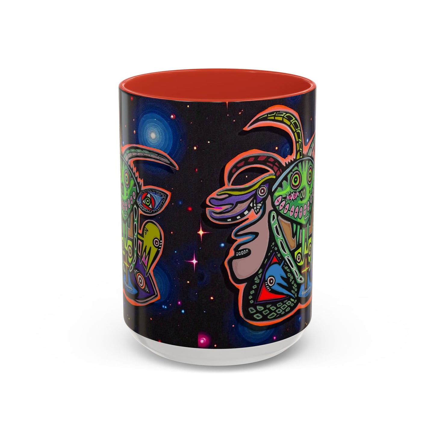 Psychedelic RYDER2.0   Space Goat Accent Coffee Mug — Colorful Cosmic Animal Art (11/15oz)