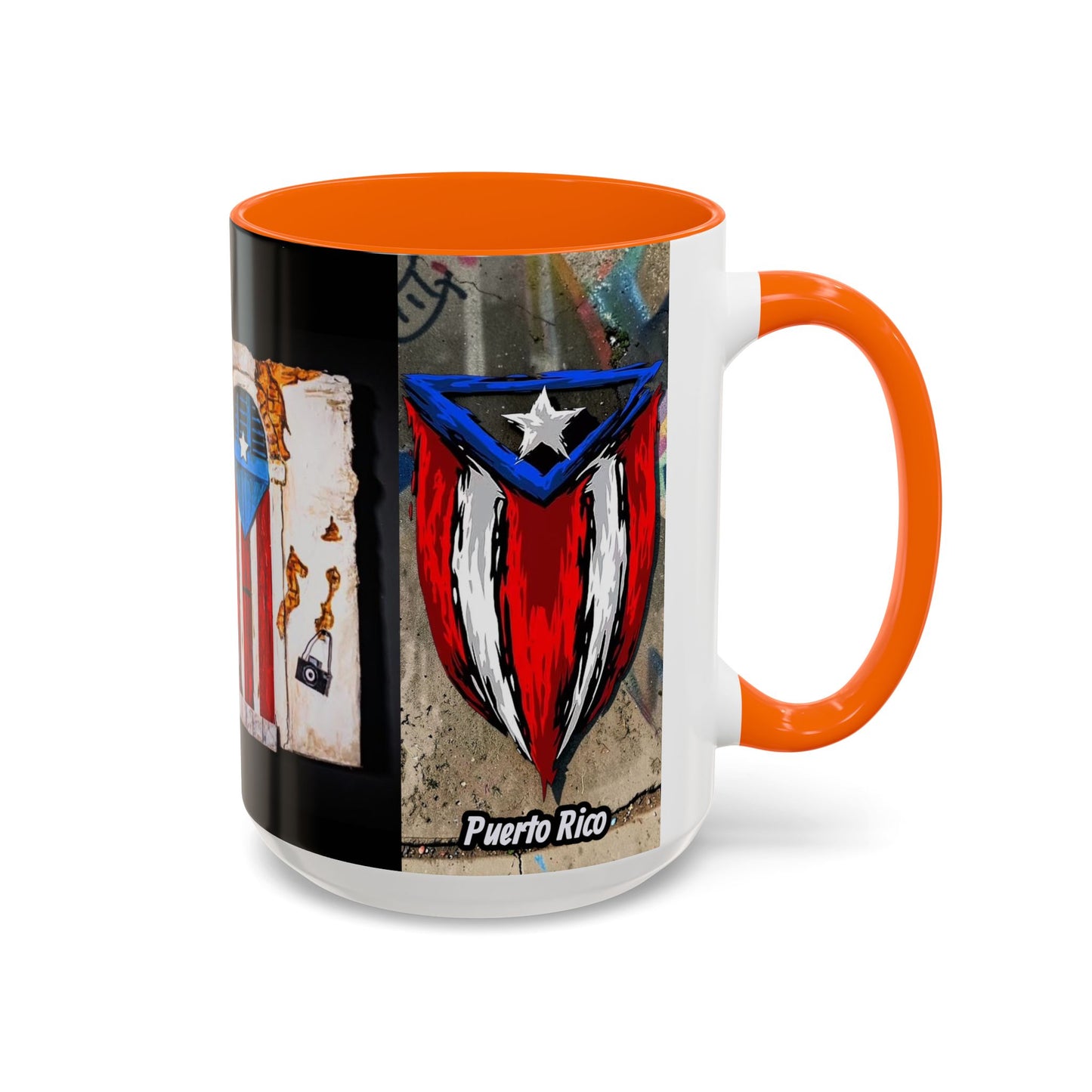Puerto Rico Flag Coffee Mug — Rustic Street Art Accent Mug (11/15 oz)