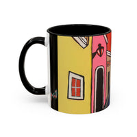 SAN SEBASTIAN2.0 Colorful Canal Houses Accent Coffee Mug — Bright European Street Art Ceramic Mug (11/15oz)