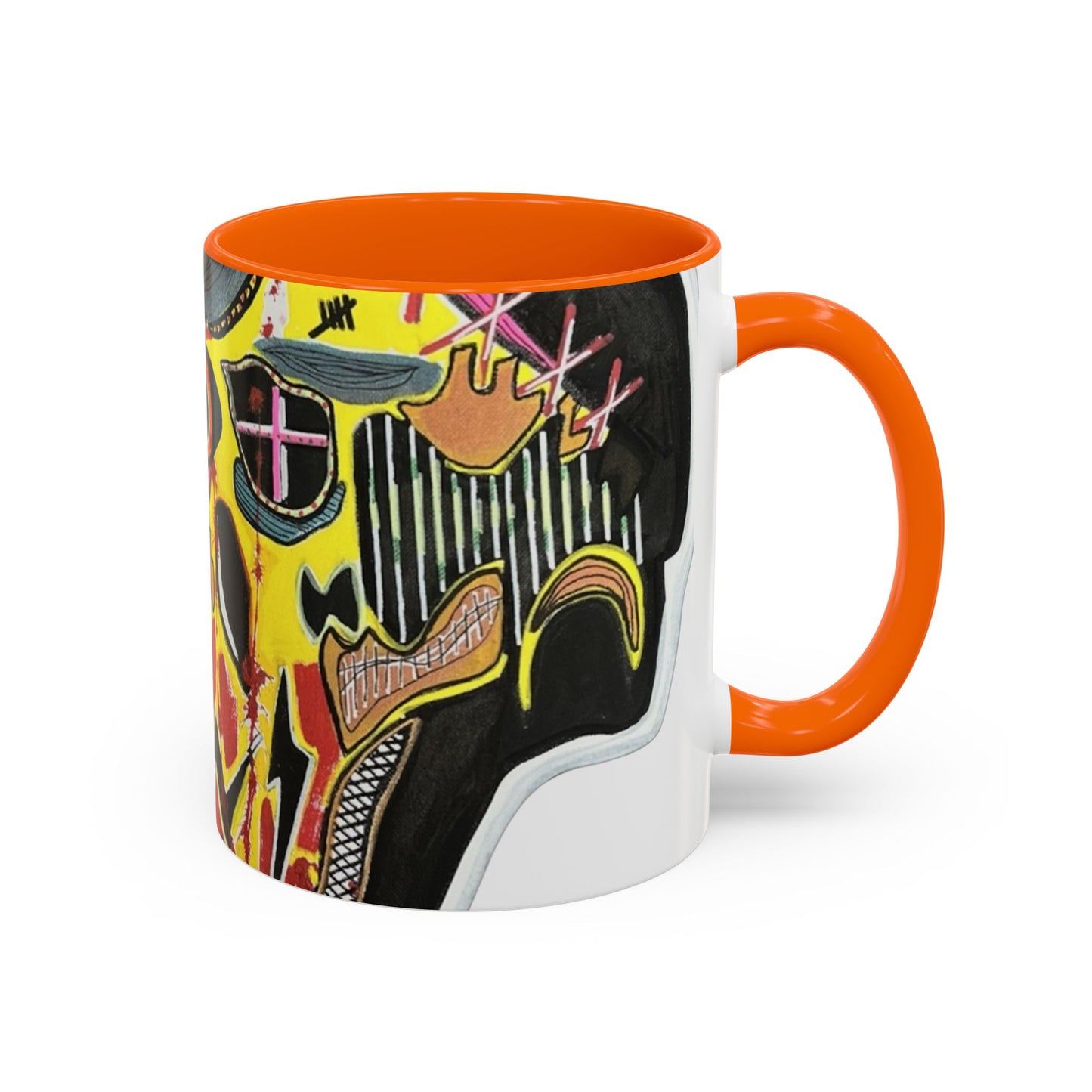 INFECTED KING.  Skull Pop Art Coffee Mug — Colorful Day of the Dead Accent Mug