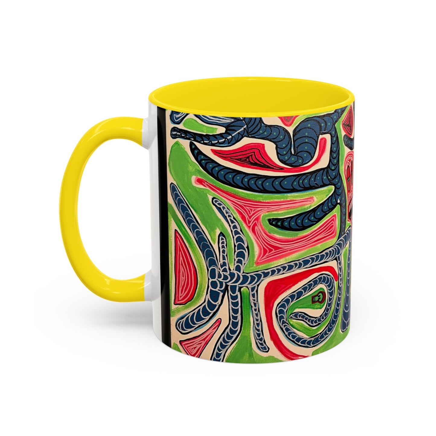 AFTER LIFE.  Abstract Tribal Art Coffee Mug — Colorful Surreal Accent Mug
