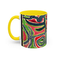 AFTER LIFE.  Abstract Tribal Art Coffee Mug — Colorful Surreal Accent Mug