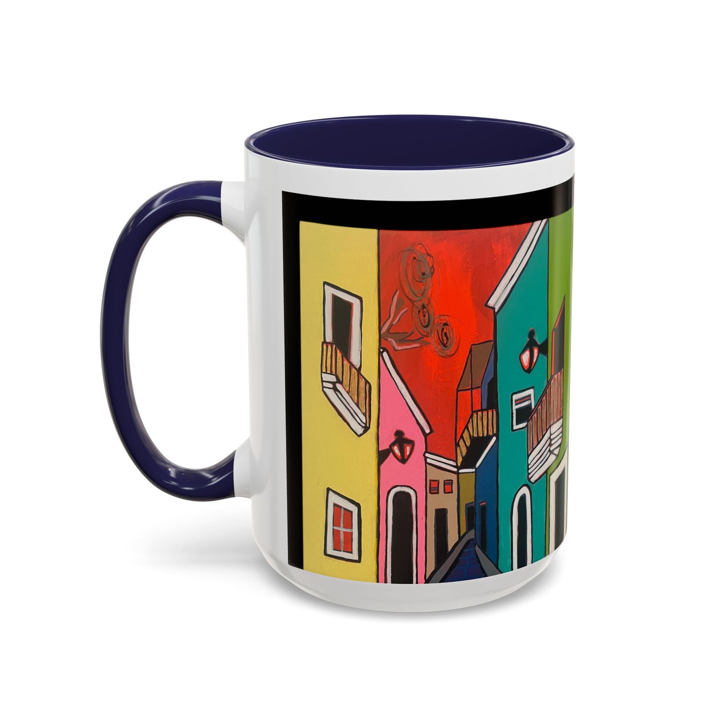 VIEJO SAN JUAN,  Colorful Cityscape Coffee Mug — Vibrant European Street Accent Mug