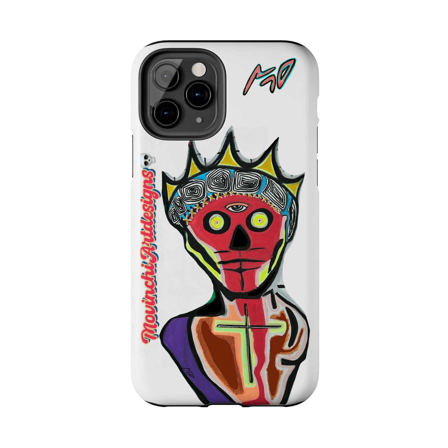 Artistic Crown KING GRAY  Skull Tough Phone Case — Colorful Abstract Guardian Design