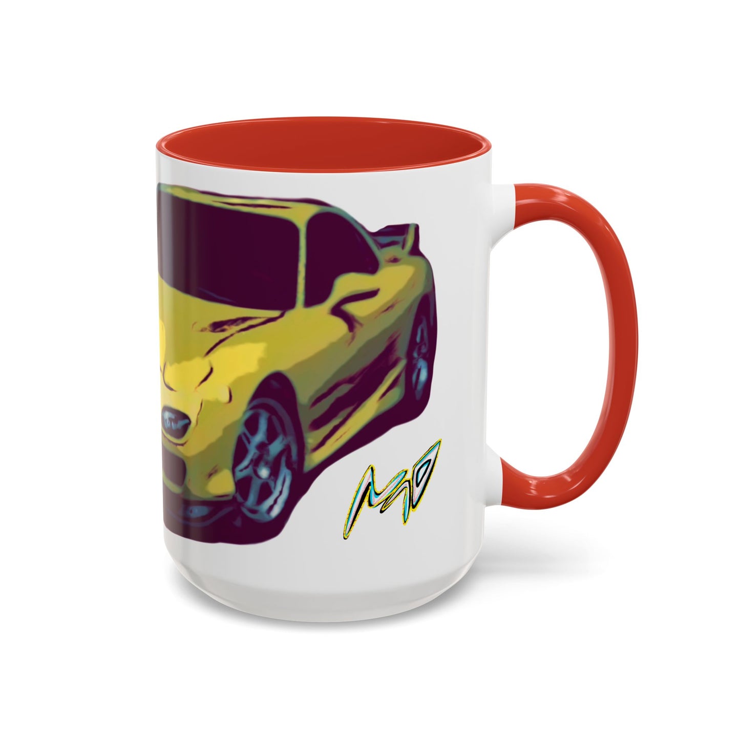 RX7  Coffee Mug — Yellow Sports Car Illustration Accent Mug
