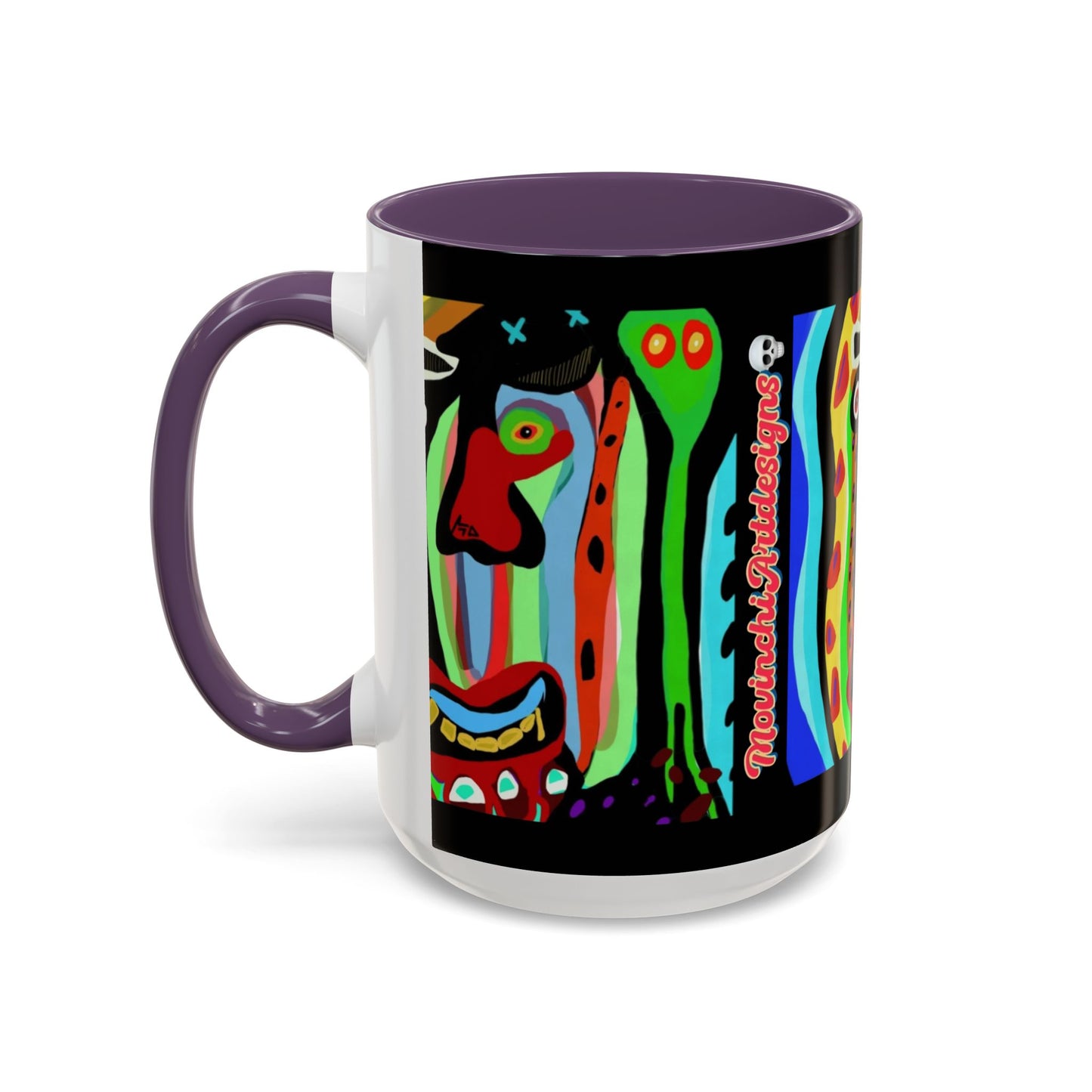 CRAZY.   Neon Face Accent Coffee Mug – Colorful Psychedelic Art Ceramic Mug