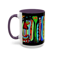CRAZY.   Neon Face Accent Coffee Mug – Colorful Psychedelic Art Ceramic Mug