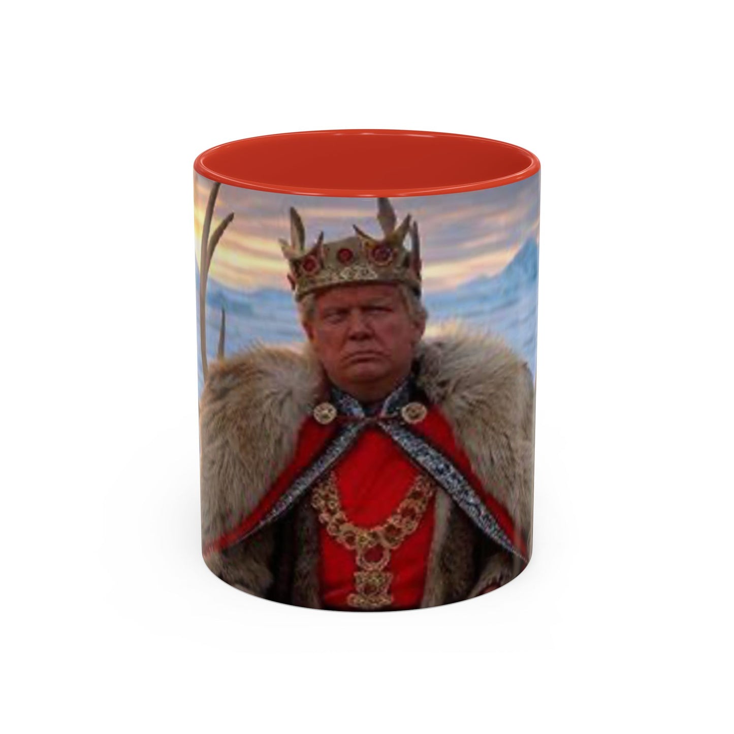 KING OF THE WORLD Royal Portrait Accent Coffee Mug – King in Fur Coat Design (11/15oz)