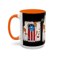 Puerto Rico Flag Door Accent Coffee Mug — Vintage Rustic Boricua Pride (11/15oz)