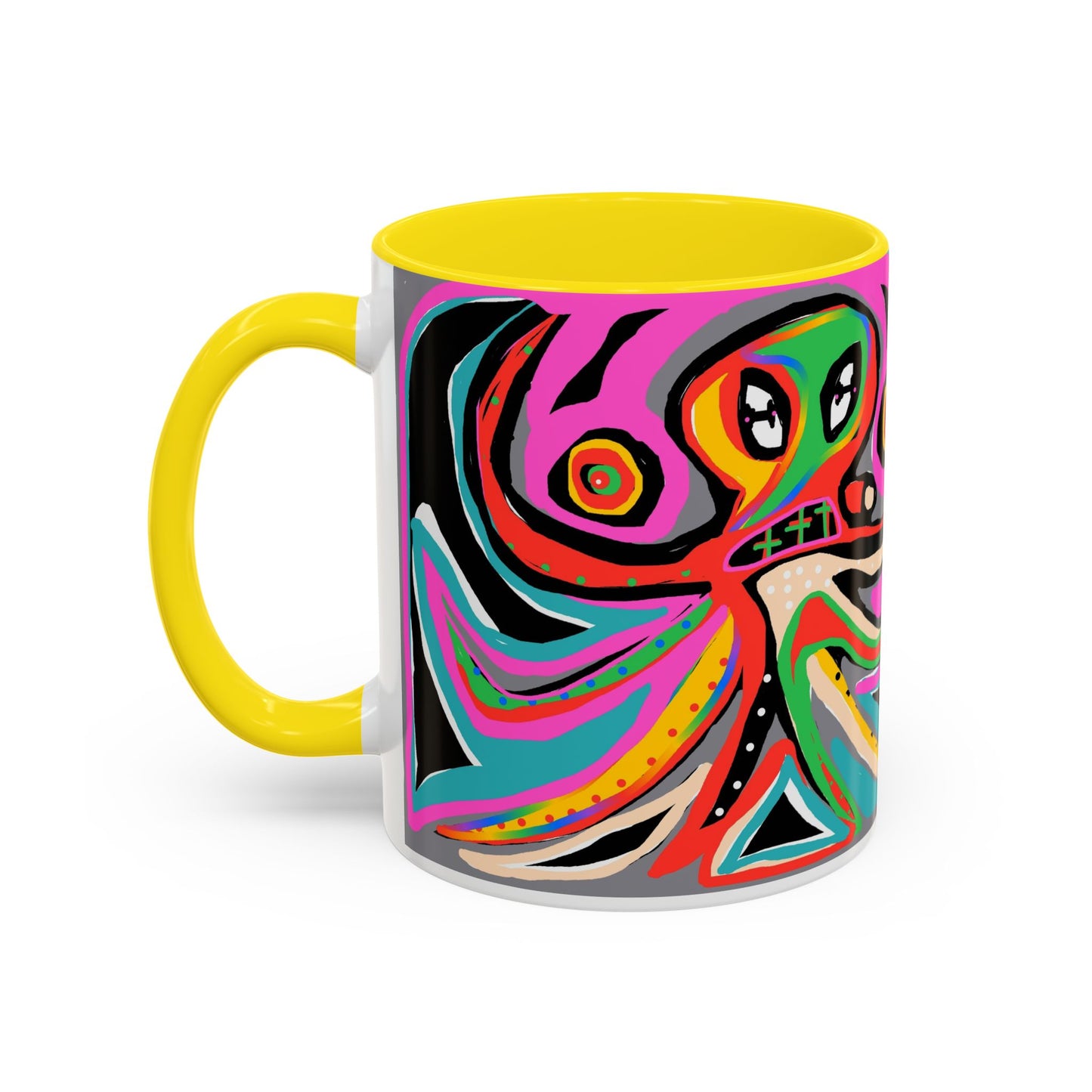 Abstract Neon octopussy Coffee Mug — Colorful Pop Art Accent Mug (11/15oz)