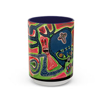 AFTER LIFE.  Abstract Tribal Art Coffee Mug — Colorful Surreal Accent Mug