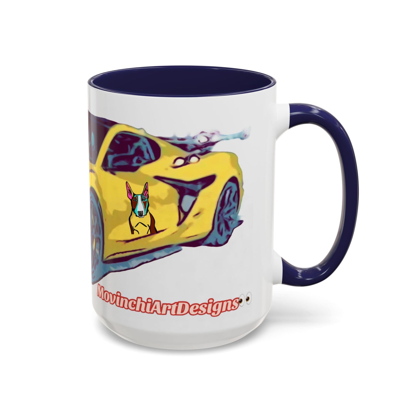 ZR1 Lover Coffee Mug — Yellow Sports Car & Boston Terrier Accent Mug (11/15 oz)