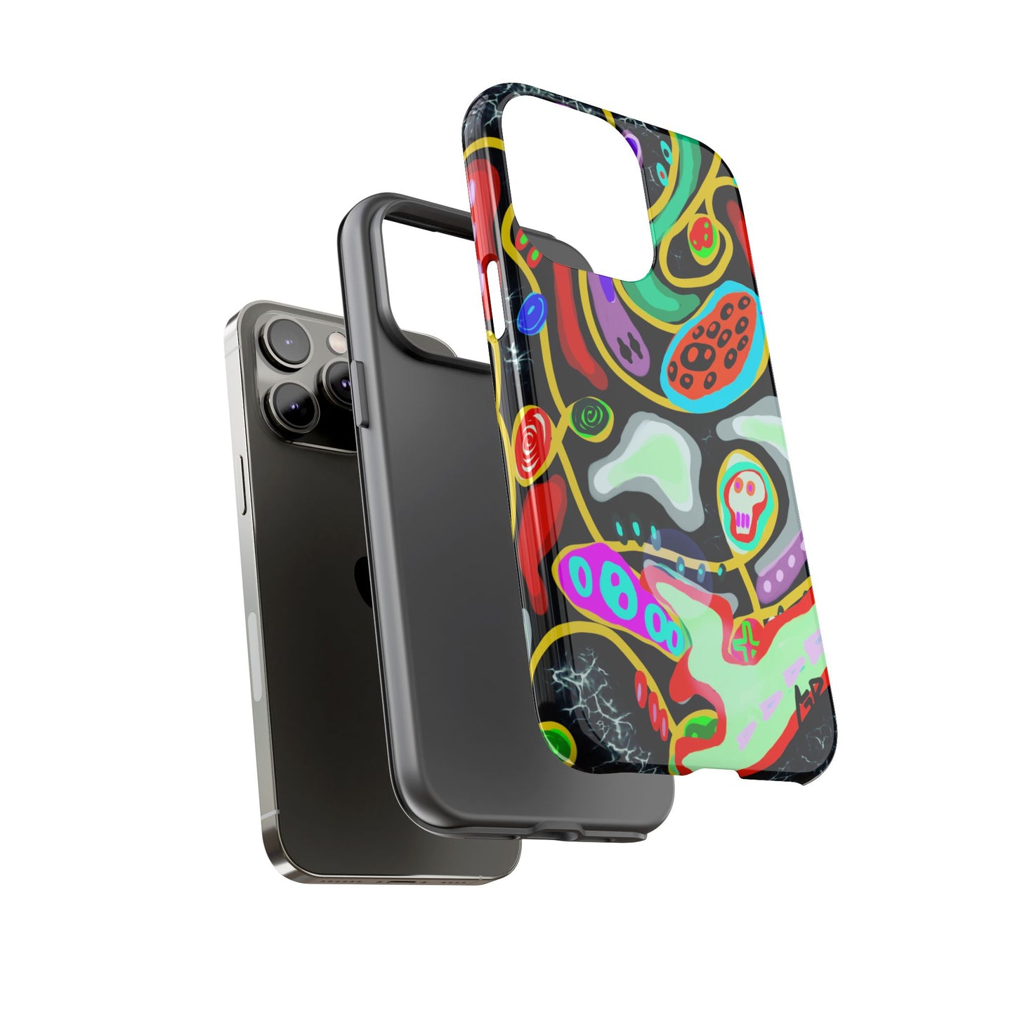CRAZY4  Abstract Neon Skull Phone Case — Colorful Psychedelic Protective Cover