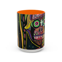 VINCENT  Skull Pop Art Accent Coffee Mug — Colorful Neon Tribal Skull Design (11/15oz)